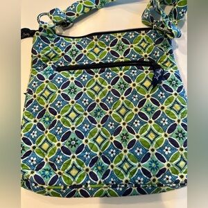 Vera Bradley Daisy Daisy Green & Blue Geometric Quilted Crossbody Bag